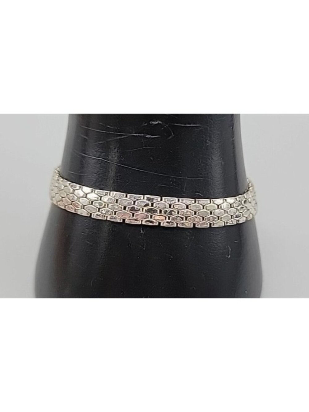 Vintage Napier Structured Brick Link Bracelet Woven Silver Tone Pat 4774743